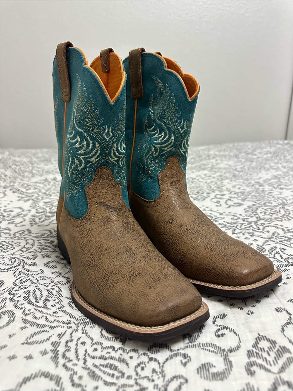 Ariat Teal and Brown Western Cowboy Boots